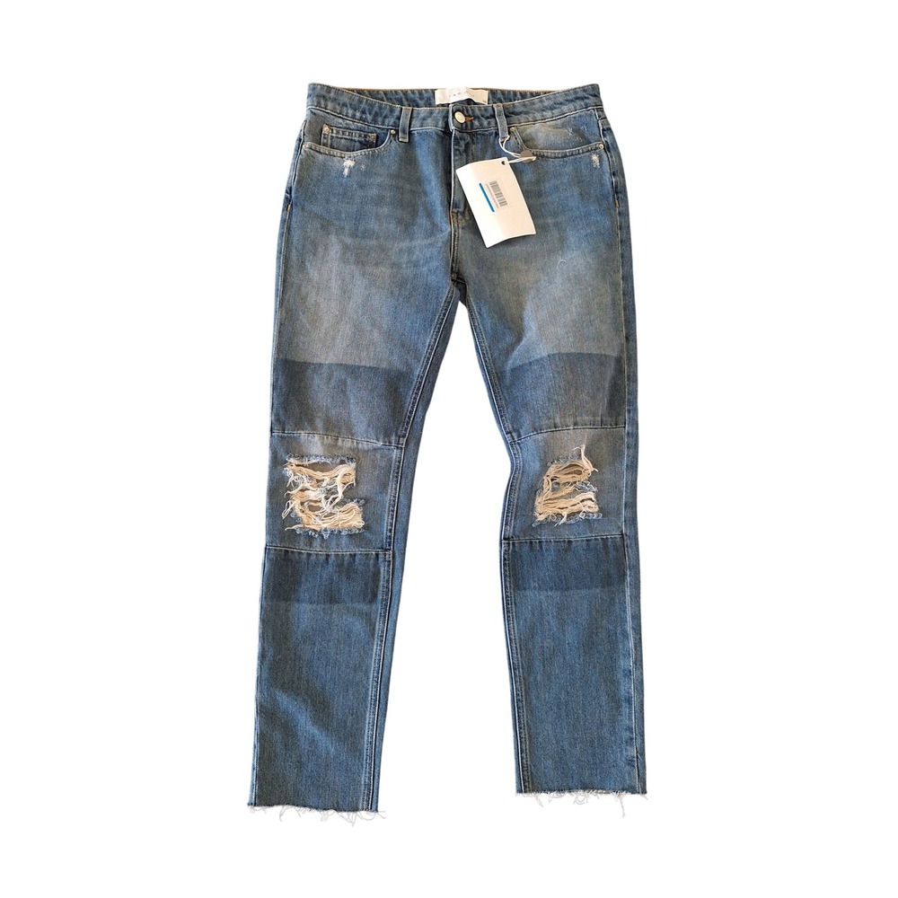 IRO Jeans Garcon Distressed Straight Leg Denim Blue Medium Wash Size 28 Italy